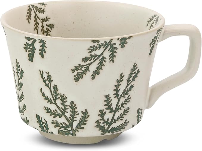 Ceramic Coffee Mug, 12 oz Novelty Unique Teacup with Large Handle, Stoneware Cup for Tea Mocha Latte Cappuccino Espresso (Leaf)