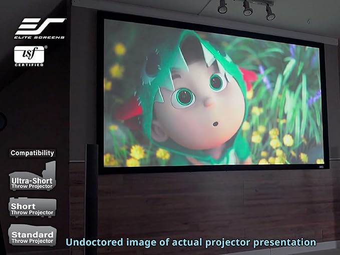 Elite Screens Sable Frame 2, 165-Inch Fixed Frame Projector Screen, 16:9 8K/4K Ultra HD & Active 3D Ready, ISF-Certified Material, Ideal for Home Theater, Office, and Indoor Presentations, ER165WH2