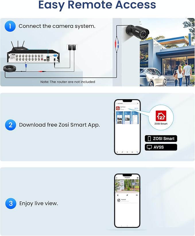 ZOSI H.265+ 1080p 16 Channel Home Security Camera Outdoor Indoor, 16CH CCTV DVR with AI Human Vehicle Detection and 12 x 1080p Surveillance Bullet Camera, 100ft Night Vision, 90° View Angle, 2TB HDD