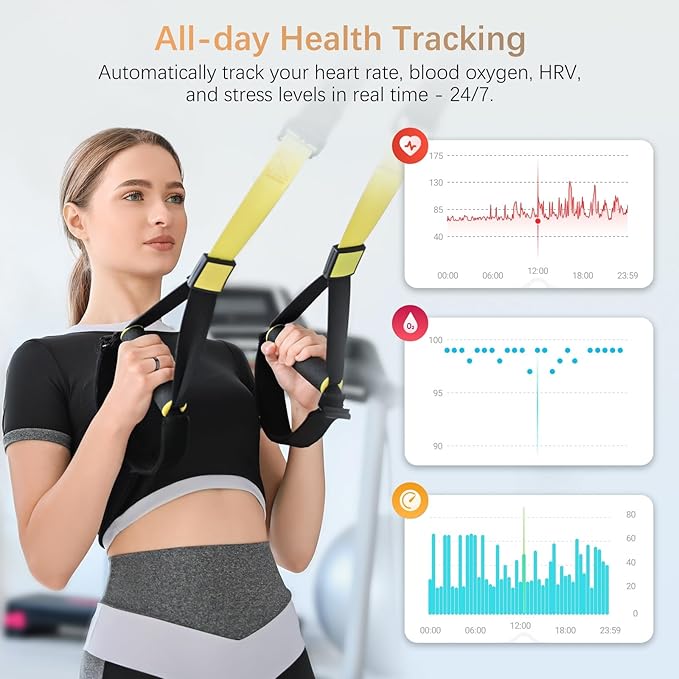 Fit Ring, Smart Health Rings for Women Men with Heart Rate,Blood Oxygen,HRV,Stress Level, Sleep Monitor, Step Tracker, No Subscription Fee, IP68 Waterproof Smart Ring for iphone &Android (Black, 9#)