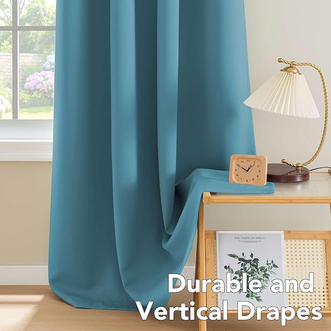 H.VERSAILTEX Blackout Curtains for Bedroom Thermal Insulated Room Darkening Living Room Curtains 84 Inch Long Grommet Privacy Protection Window Curtain Panels/Drapes for Nursery, 2 Panels, Storm Blue