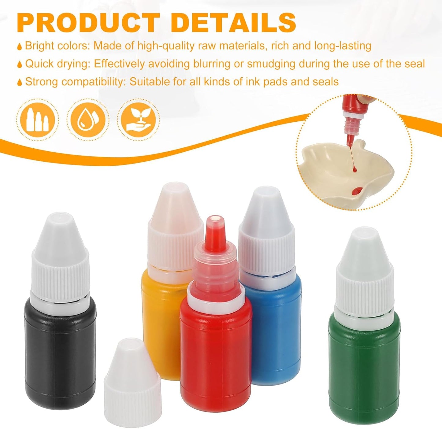 PATIKIL 0.33oz Refill Ink for Stamps and Ink Pads, 12Pcs 10ml Stamp Pad Ink Refill for Office Stamp Self Inking Stamp Date Stamp Scrapbooking, Yellow