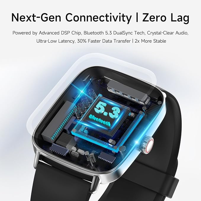 Smart Watch for Men Women, 1.85" HD Smartwatch Compatible iPhone/Samsung/Android (Answer/Make Calls), 100+ Sport Modes Fitness Tracker with Heart Rate/Sleep/SpO2 Monitor, IP68 Waterproof, with 2 Bands