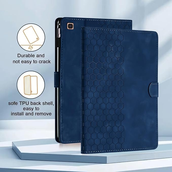 Case for Samsung Galaxy Tab A 10.1 2019 Model SM-T510/T515, Multi-Angle Viewing Smart Stand with Pocket PU Leather Tablet Cases Flip Folio Cover Blue