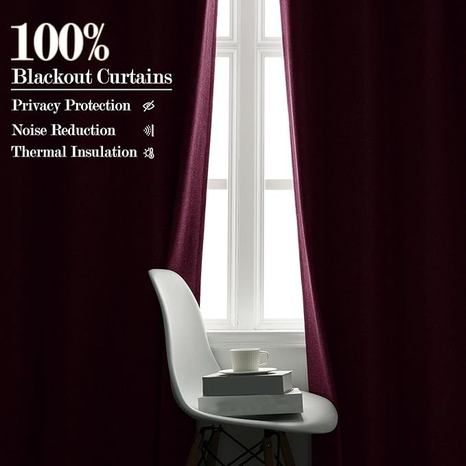 Lilac Pinch Pleat 100% Blackout Drapes Linen Blend, Room Divider, Room Darkening, Energy Saving, Furniture Protecting, Light Blocking Extra Wide Privacy Curtains, 200Wx102L, 1 PC