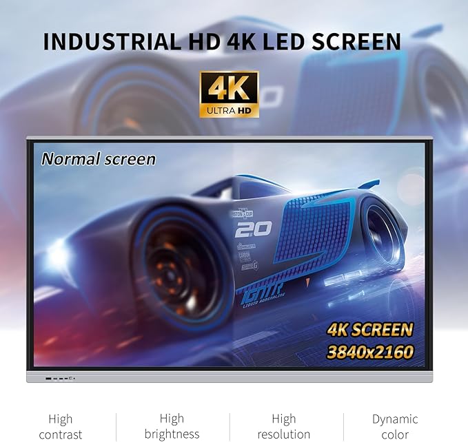 55" Touchscreen Monitor Smart Board, 4K Interactive Presentation Electronic Whiteboard with Android 13, Digital Signage Display for Office, Classroom,RAM 4GB+ ROM 32GB