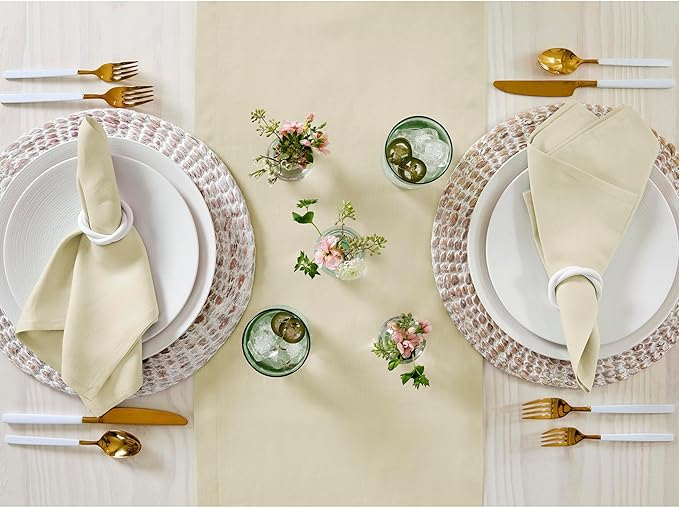 Solino Home Linen Birch Table Runner 144 Inches Long - 100% Pure Linen Extra Long Table Runner 14 x 144 Inch for Fall, Autumn, Thanksgiving - Fete