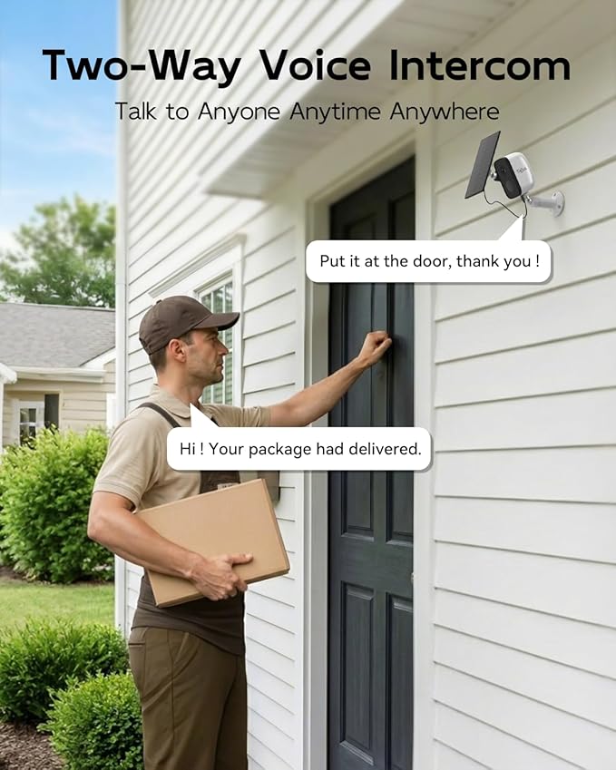 2K 5G Solar Security Cameras Wireless Outdoor 2-Pack, Wireless Cameras for Home Security with Full Color Night Vision, PIR Motion Detection/5G&2.4GHz WiFi/IP66/ Alexa/2 Way Talk