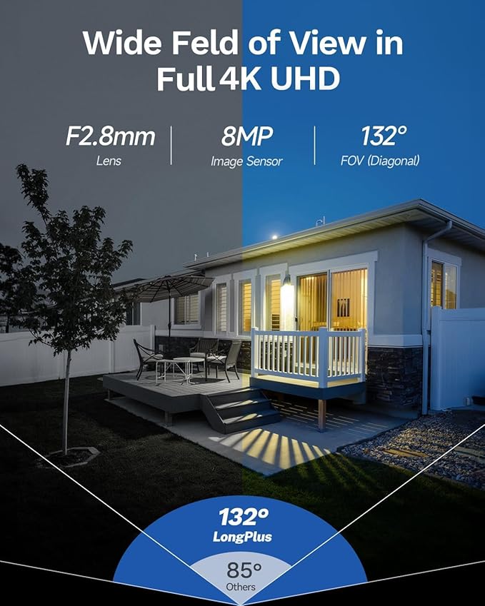LongPlus 12MP UHD Poe Wired Security Camera Outdoor for Security Cameras System, Cameras for Outdoor Home Security Spot Lights Color Night Vision, Strobe Light Alarm & Sound CP12D1