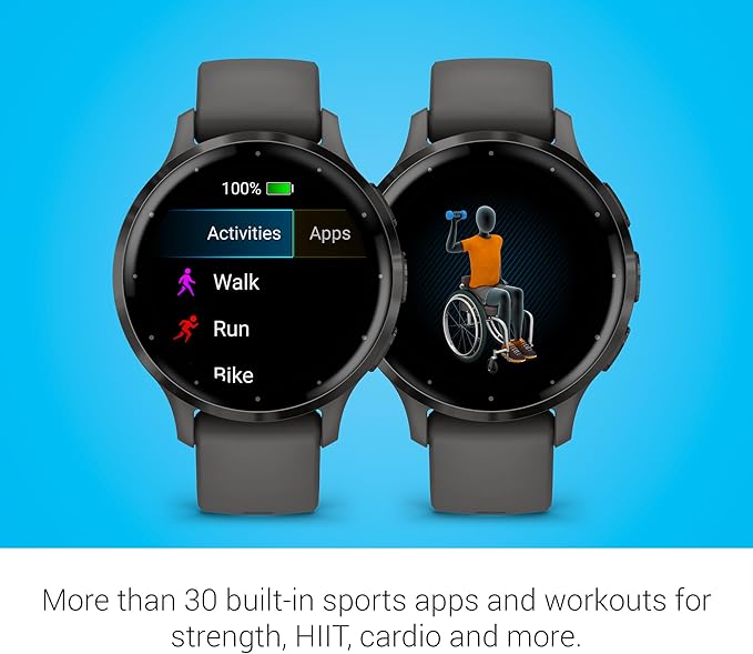 Garmin Venu 3S Running GPS Smartwatch with AMOLED Display, Advanced Health, Fitness Features, Up to 14 Day Battery Life with Signature Series Modern Power Stand | Slate with Pebble Gray Silicone Band