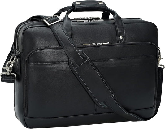 Leather Briefcase for Men 17 Inch Laptop Crossbody Shoulder Messenger Bag Attache Case for Business Travel Work Lawyer