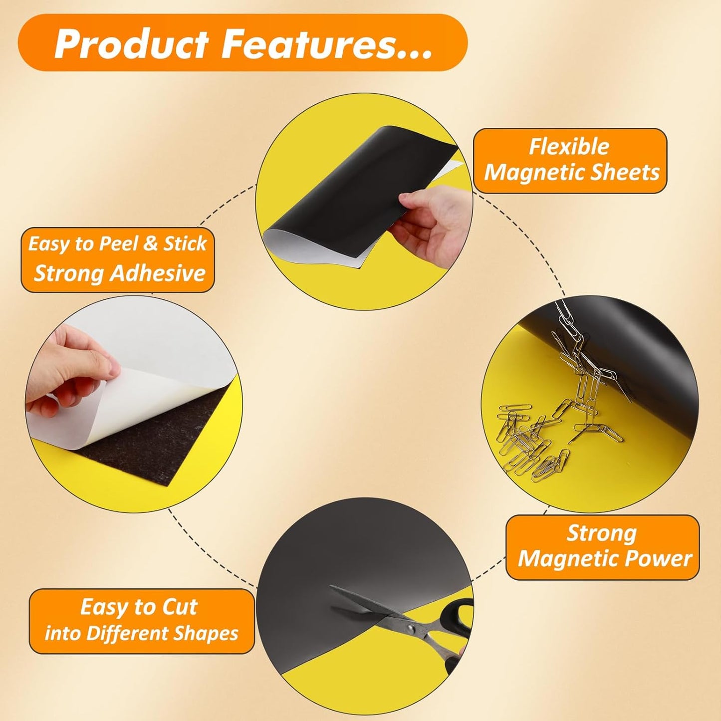 Adhesive Magnetic Sheets 8 x 10 Inch, 30 Packs Magnetic Sheets with Adhesive Backing - 0.5mm Thickness Flexible Magnet Sheets for Dies Storage, Craft Projects, Photos, School, Office