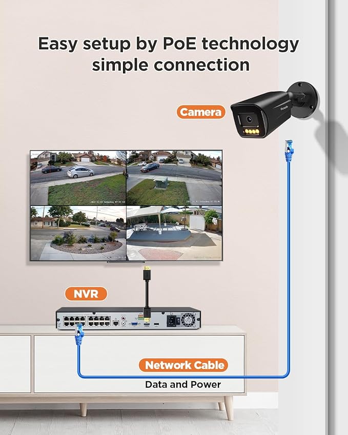 16 Channel Security Camera System 4K PoE, 16x 8MP IP Bullet Cameras Outdoor, 16CH NVR & 4TB HDD, Smart Color Night Vision, 2 Way Audio, AI Human Vehicle Detection, Remote Access, PB65B1616-8MD