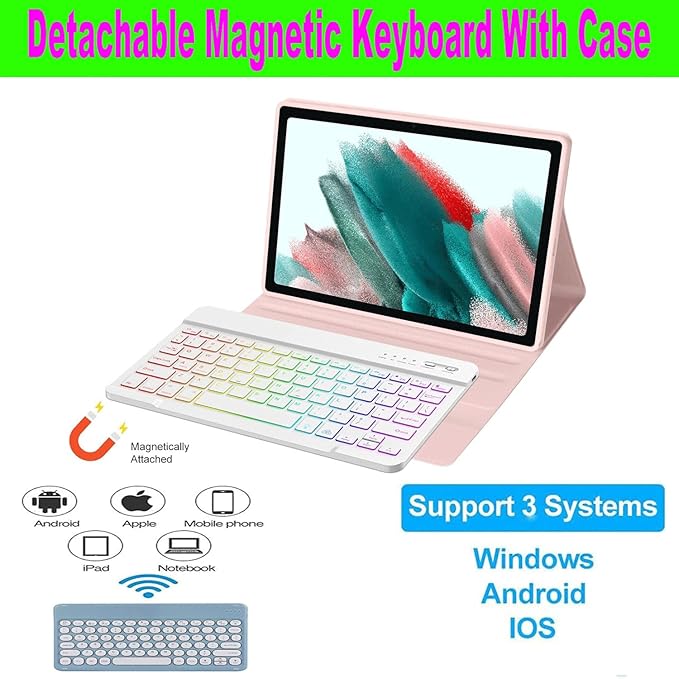 Keyboard Case for Samsung Galaxy Tab A11 Plus/ A9 Plus 11 inch (SM-X210/X216/X218) 2023, Backlite A9+ Keyboard Case with S Pen Holder for A11+(Green)