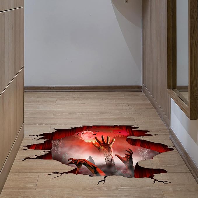 Halloween Wall Stickers Bat Ghost Scary Decor Large Removable Floor Room Decals Decoration Window Clings Party Supplies for Windows Glass Home Ornaments
