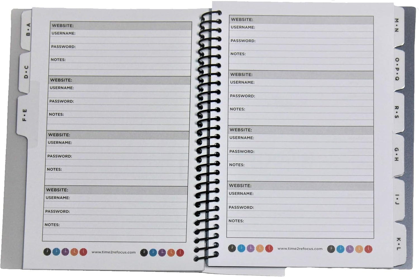 RE-FOCUS THE CREATIVE OFFICE, Password Book Keeper, Small, Mini, Green, Camouflage, Alphabetical Tabs, Spiral Bound, Removable Sheets, Journal Organizer, Includes Website Address, Username, Password