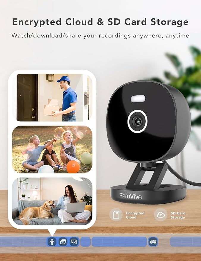 2K Security Camera, Outdoor/Indoor for Home, Pet, Baby, Nanny, IP65 Wterproof Color Night Vision, White Light & Siren, Recording, Motion Detection, Compatible with Alexa,Black-2P