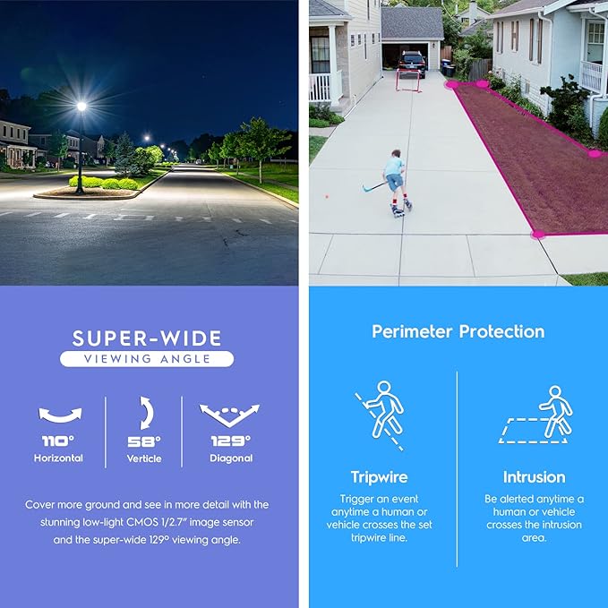 Amcrest 2-Pack 5MP IP PoE AI Camera w/ 49ft Color Night Vision, Security Outdoor Bullet Camera, Built-in Microphone, Human & Vehicle Detection, 129° FOV, 5MP@20fps 2PACK-IP5M-B1276EW-AI (White)