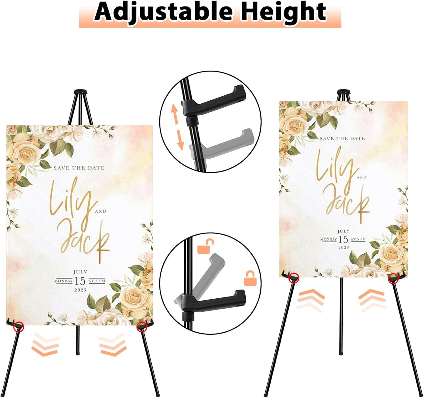 Instant Display Easel Stand - 63" Tripod Collapsible Portable Artist Floor Easel - Easy Folding Telescoping Adjustable Art Poster Metal Stand for Display Show (1 Pack)