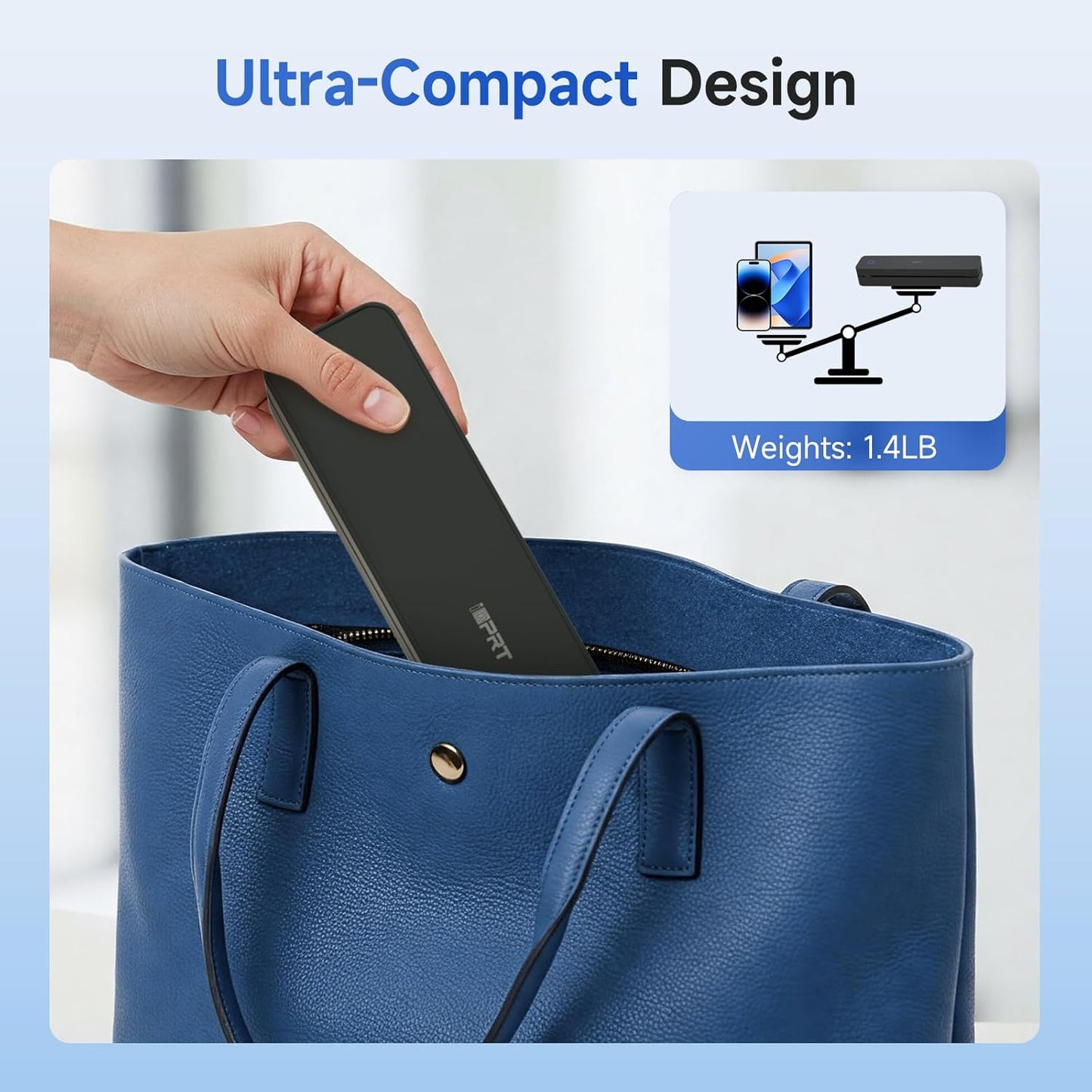 iDPRT Portable Printer Wireless for Travel - 203DPI Bluetooth Mobile Printer Support for 8.5"x11" US Letter, Inkless Compatible with iOS, Android, Laptop for Office, Car and Home, School