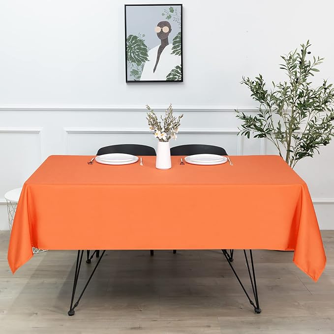 sancua Square Tablecloth - 70 x 70 Inch - Stain and Wrinkle Resistant Washable Polyester Table Cloth, Decorative Fabric Table Cover for Dining Tables, Buffet Parties and Camping, Orange