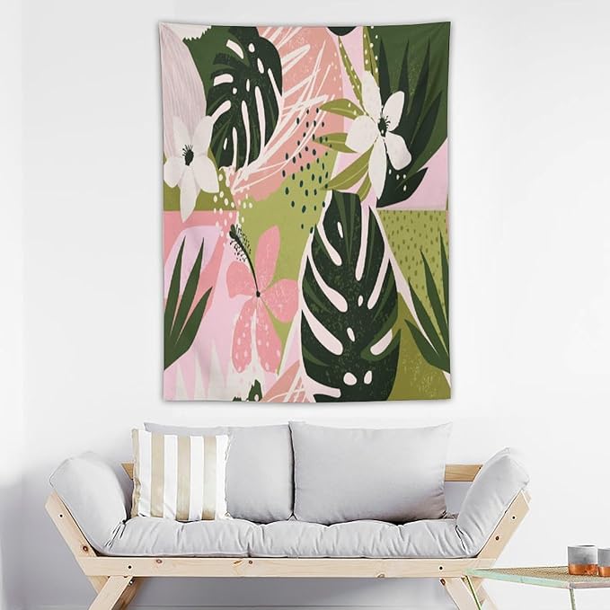 ICMOLYYENLO Tropical Green Plant Tapestry, Green Palm Leaves Natural Landscape Print Wall Tapestry for Bedroom Living Room Dormitory 30x40 Inch