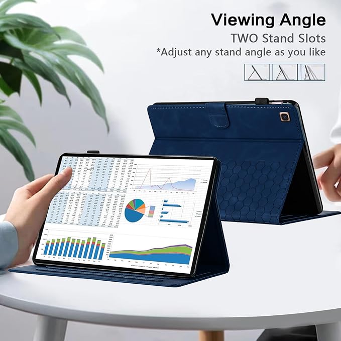 Case for Samsung Galaxy Tab A 10.1 2019 Model SM-T510/T515, Multi-Angle Viewing Smart Stand with Pocket PU Leather Tablet Cases Flip Folio Cover Blue
