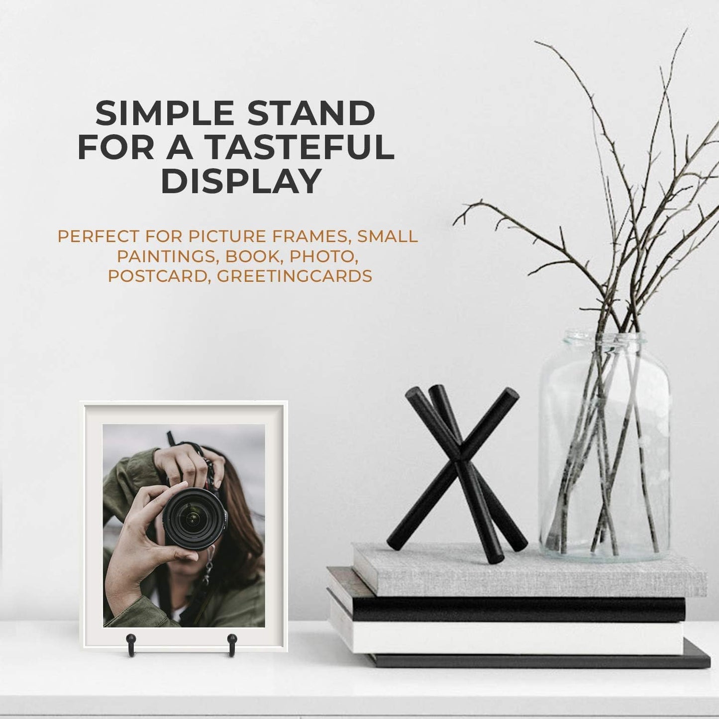 TR-LIFE Plate Stands for Display - 3 Inch Plate Holder Display Stand + Metal Frame Holder Stand for Picture, Decorative Plate, Book, Photo Easel (2 Pack)