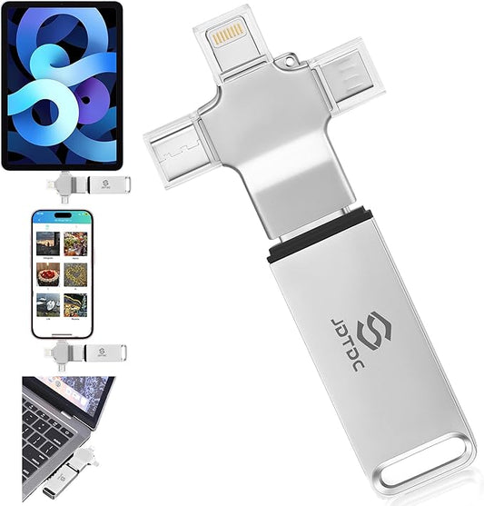Photo-Stick-for-All-Devices 128GB Secure Auto Photo & Video Backup-USB-Drive for iPhone iPad Android Mac & PC â Multiport-Flash-Drive & Picture-Backup-Memory-Stick-Thumb-Drive to Store & Transfer File