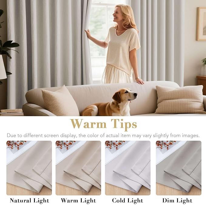 H.VERSAILTEX Solid Grommet Thermal Insulated Blackout Curtain Panels/Drapes,52Wx72L - Inch (Set of 2,Ivory/Cream Pattern)