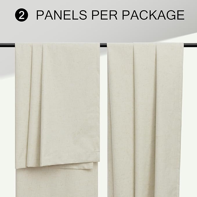 DANCURTON 120 Inch Curtains Beige Flax Linen Blackout High Ceiling Tall Curtain for Living Room Long Large Window Drapes 120 Length 10ft Heat Insulated Summer Luxury Bohemian Curtain Farmhouse 2 Panel