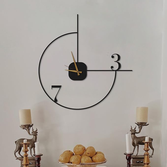 Minimalist Oversized Wall Clock 36-Inch – Black Metal, Silent Non-Ticking Quartz, Sleek Contemporary Design for Living Room, Entryway, Office