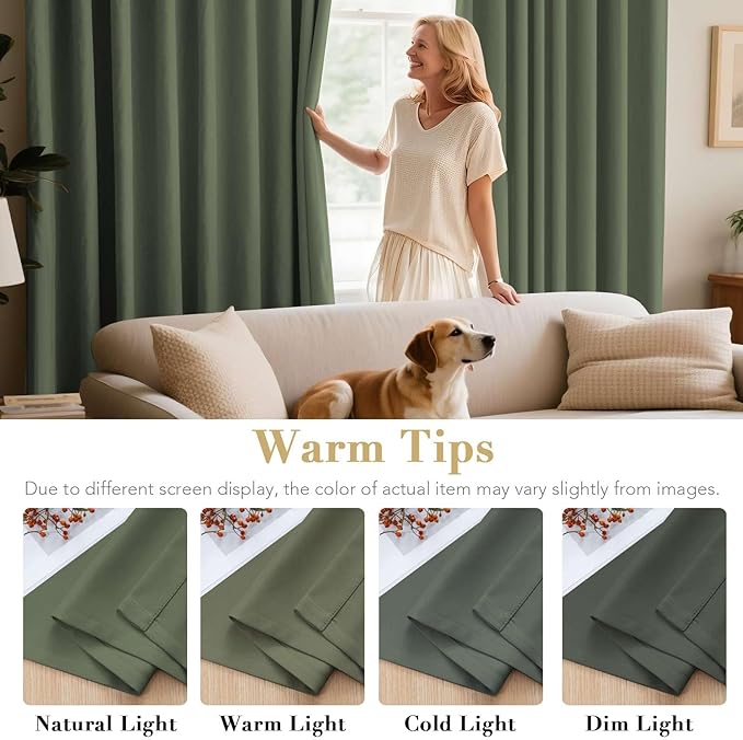 H.VERSAILTEX Premium Blackout Thermal Insulated Room Darkening Curtains for Bedroom/Living Room - Classic Grommet Top (2 Panels, Bronze Green, 52 Inch by 96 Inch)