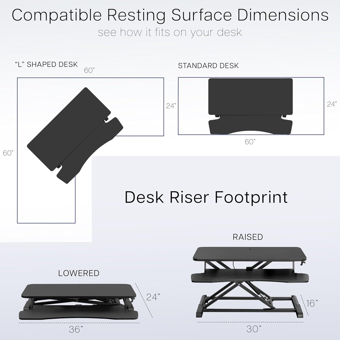 VIVO 36 inch Desk Converter, K Series, Height Adjustable Sit to Stand Riser, Dual Monitor and Laptop Workstation with Wide Keyboard Tray, Light Wood Top, White Frame, DESK-V036KF