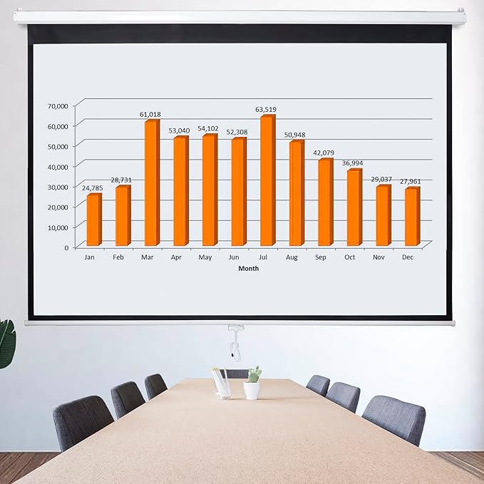ZENY Portable Projector Screen Pull Down, 100 Inch 16:10 Video Projection Screen Home Theater, Retractable Projector Screen, Moive Screen Indoor Outdoor, Wall Mount (100'' 16:10 White)