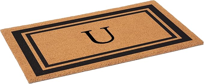 Calloway Mills 152962436U Black Border 24" x 36" Monogram Doormat, (Letter U)