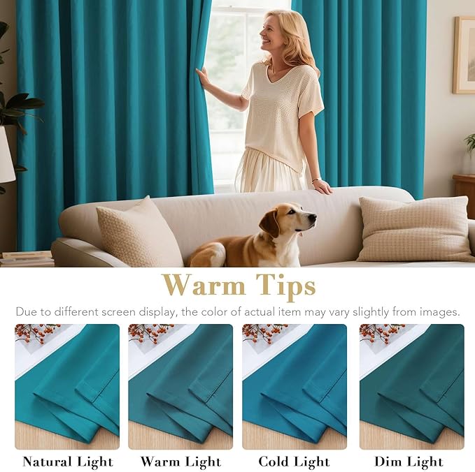 H.VERSAILTEX Thermal Insulated Blackout Curtains Soft and Smooth Baby Boy Room Window Panels,Formaldehyde-Free,Grommet,52 by 63 - Inch - Turquoise Blue - Set of 2