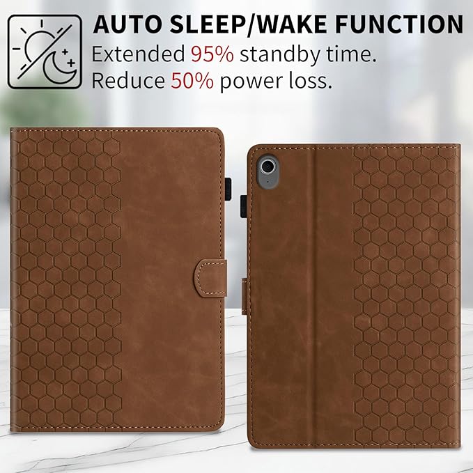 Case for Samsung Galaxy Tab S10 Lite/S10 Fe/S9 Fe 10.9" /S9 11" Tab Cases Multi-Angle Viewing Smart Stand with Pocket Auto Wake/Sleep PU Leather Tablet Flip Folio Cover Brown