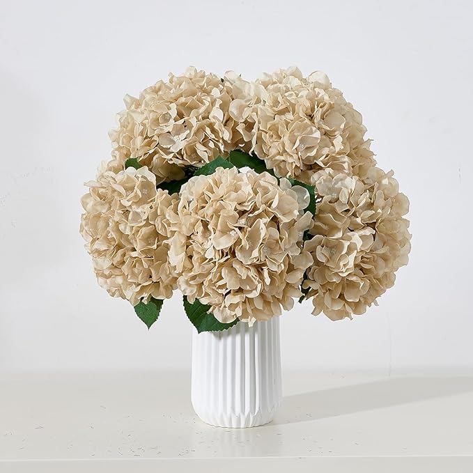 8pcs Fake Flowers Silk Hydrangea Artificial Flowers Bouquets Faux Hydrangea Stems for Home Table Centerpieces Wedding Party Decoration