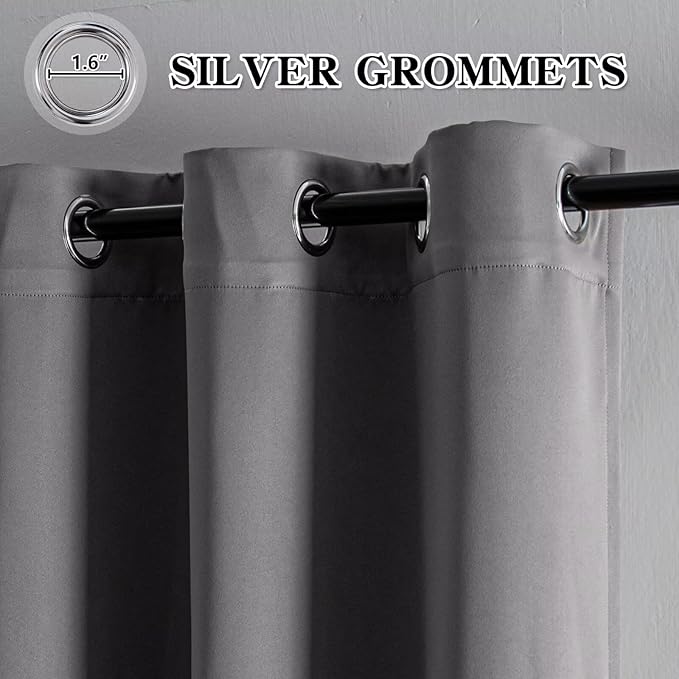 Blackout Curtains 84 Inch Length for Bedroom, Thermal Insulated Blackout Curtains 2 Panels Set, Solid Grommet Privacy Room Darkening Drapes for Living Room Windows(W52 x L84, Light Grey)
