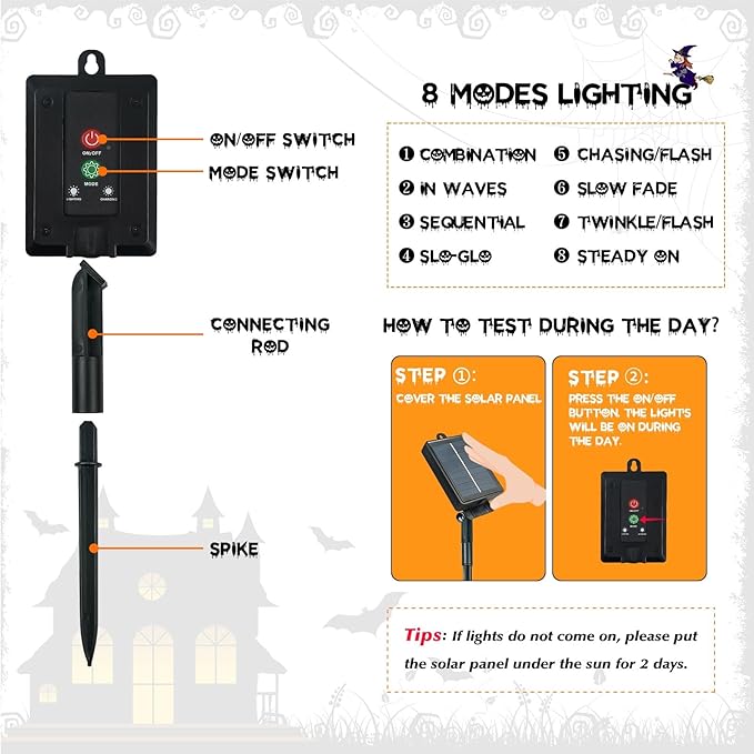 12 Pack Solar Pumpkin Lights for Halloween Decorations Outdoor, Waterproof Halloween Pathway Lights with 8 Modes, Orange Purple and Green Halloween Walkway Stake Lights for Yard Garden Party Decor