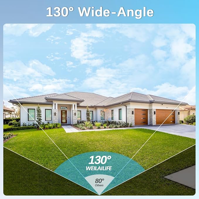 【130° Wide Angle & 2-Way Audio】 Outdoor Wireless Security Camera System, Wireless Cameras for Home Security, WiFi Video Surveillance Systems DVR Kits