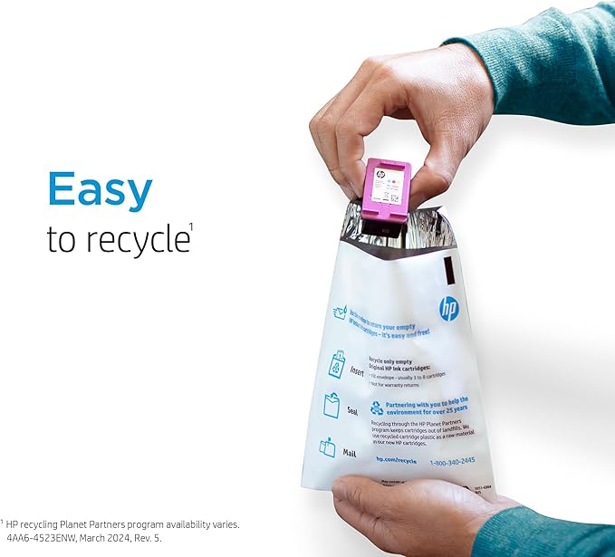 HP 67 Tri-Color Ink Cartridge | Works with DeskJet 1255, 2700, 4100 Series; Envy 6000, 6400 Series | Eligible for Instant Ink | 3YM55AN | Packaging May Vary
