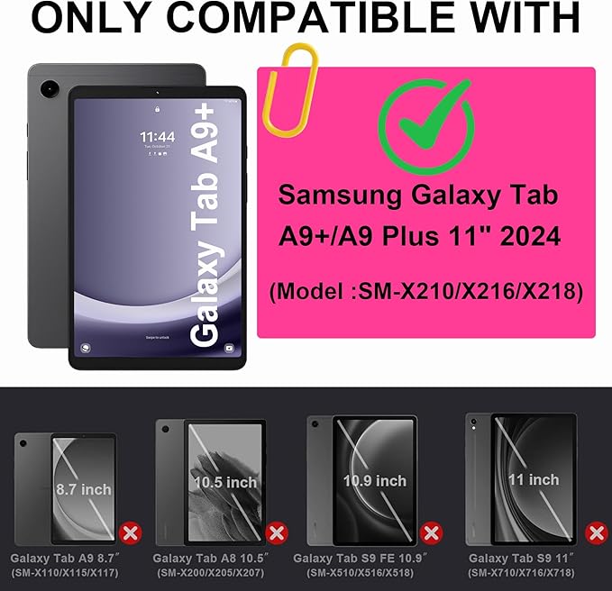 Rantice Case for Samsung Galaxy Tab A9+/A9 Plus 11", Heavy Duty Shockproof Rugged Protective Case with Kickstand for Galaxy Tab A9+/A9 Plus 11 Inch (SM-X210/X216/X218), Rosepink+Black
