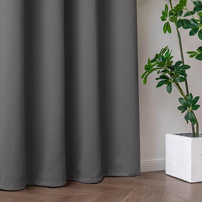 Blackout Curtains 72 Inch Length for Bedroom, Thermal Insulated Blackout Curtains 2 Panels Set, Solid Grommet Privacy Room Darkening Drapes for Living Room Windows(W52 x L72, Light Grey)