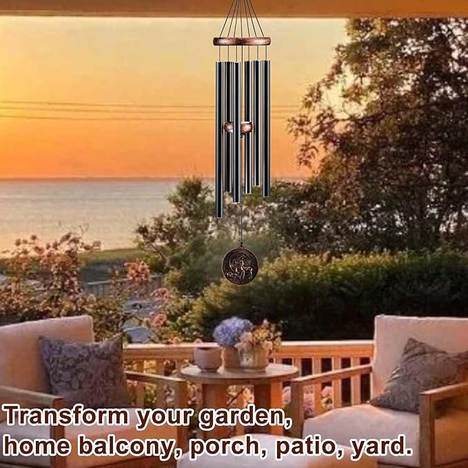 Wind Chimes for Outside, Deer Deep Tone Vintage Wind Chime Outdoor Clearance, Sympathy/Memorial/Festivals/Birthday Gift for Mom Dad Grandma, Home Garden Patio Decor (32" Deer)