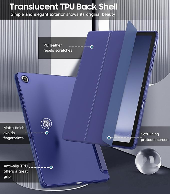 TiMOVO Case for Samsung Galaxy Tab A9+/A9 Plus 11" 2023, Slim Soft TPU Translucent Frosted Back Protective Cover for Galaxy Tab A9+ Tablet SM-X210/X216/X218, Auto Wake/Sleep, Marin Blue
