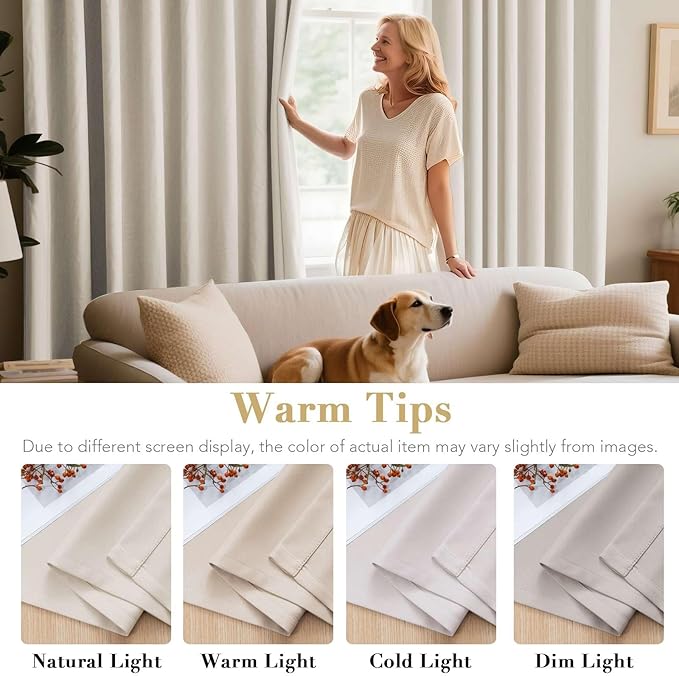 H.VERSAILTEX Room Darkening Curtains for Living Room Light Reducing Thermal Insulated Window Treatment Panels/Drapes Grommet Top 2 Panels (Ivory - 52 x 72 Inches)