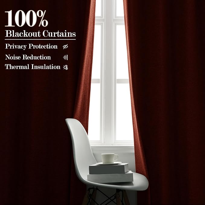 100" W x 96" L Faux Linen Room Divider Curtains, Full Blackout Pinch Pleated Drapes for Traverse Rod, Bedroom Divider Privacy Drapery with Hooks for Ceiling Track, 1 Panel, Orange