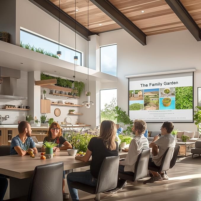 94" Motorized Projector Screen, Electric 4:3 Projector Screen with Remote Control, Indoor/Outdoor HD Movie Screen, Wall/Ceiling Mounted, Perfect for Home Office Theater TV, White